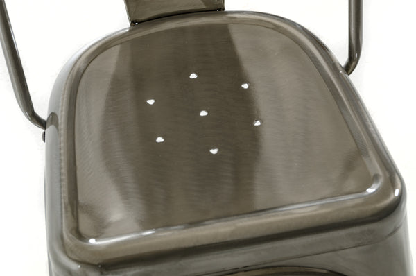 Homeroots Set Of Two Gray Metal Slat Back Dining Side Chairs  Metal 282947