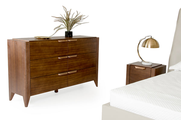 Homeroots 38" Tobacco Veneer And Mdf Dresser With 6 Drawers  Manufactured Wood 282970