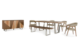 Homeroots 30" Walnut Wood  Veneer  Leather  And Steel Dining Set  Wood,Manufactured 282984