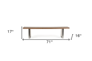Homeroots 71" Brown And Silver Dining Bench  Manufactured Wood 282990