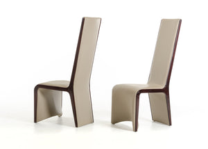 Homeroots Set Of Two Taupe And Brown Upholstered Faux Leather Dining Side Chairs  Wood 282998