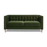 English Elm James 74" Modern Tuxedo Sofa, Olive Green Performance Velvet