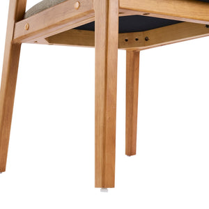 English Elm Indoor Chenille Upholstered Arm Dining Chairs Set of 2 with Bentwood Teak Frame N779P370761O