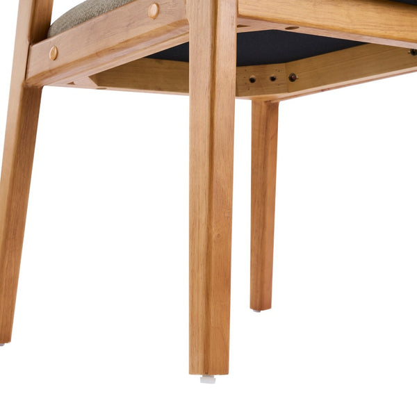 English Elm Indoor Chenille Upholstered Arm Dining Chairs Set of 2 with Bentwood Teak Frame N779P370761O