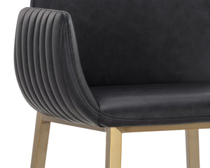Sunpan Lucano Barstool - Elegant Italian Leather Design with Durable Construction for Stylish Spaces Gold, Bravo Black