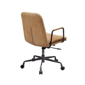 English Elm Rum Top Grain Leather Swivel Office Chair with 360° Mobility, Adjustable Height, Wheels, Durable Elegance B062P215465