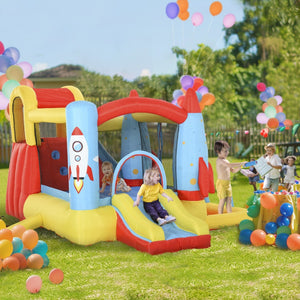 English Elm Outsunny 4in1 Backyard Inflatable Bounce Castle with Dual Slides and Splash Pool W2225P200472
