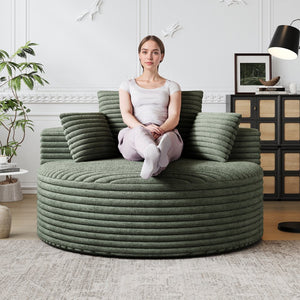 English Elm 50''L Plush Corduroy Sponge Single Sofa Bed with No Assembly, Fluffy Modern Sleeper for Living Areas Green W834P337416