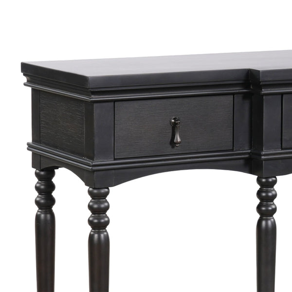 English Elm [video] Solid Pine Console Table Ornate Carved Legs Copper Hardware Soft-close Drawers Black N759P433566B