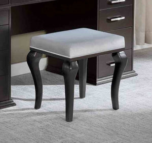 English Elm Glam Elegant Vanity Set with LED Mirror, Plush Stool, Ample Storage, Felt-Lined Drawers, Chic Finish Grey Mix 33 L x 41 W x 8 H B2741S00678