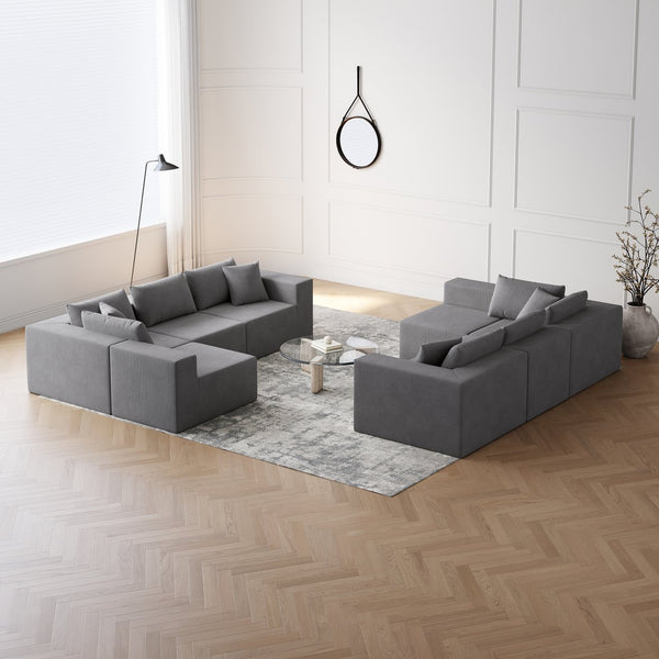 English Elm 188-Inch Corduroy Modular L Shaped Sectional Sofa with Extra-Wide Seating, No Assembly Required Grey W834S00475