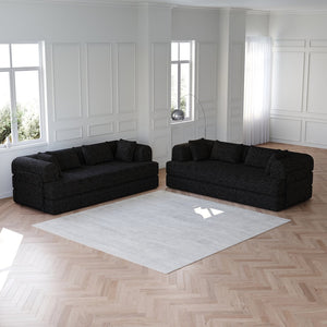 English Elm 78.7-Inch Convertible Sleeper Sofa Bed With Pillow - Cozy Chenille Couch For Small Spaces & Guests W834S00530