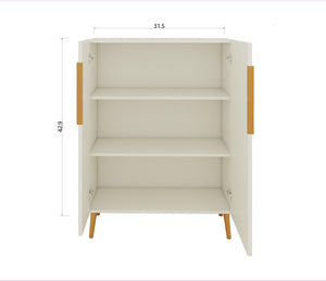 English Elm Modern White Sideboard with Gold Handles - Ancient White Engineered Wood Buffet, Durable Storage Organizer W2139P306488