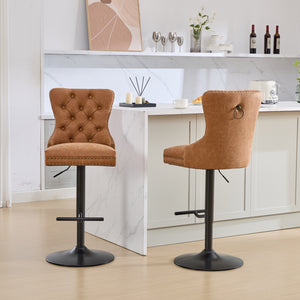 English Elm A&A Furniture Retro Pu Swivel Barstools, Adjustable Height 26-33" For Stylish Home Bars, Set Of 2 W1143P195204