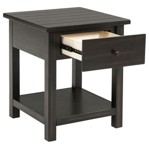English Elm Castleton Rustic Pine End Table with Drawer and Open Shelf for Farmhouse Living B062P451650