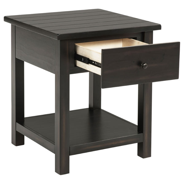 English Elm Castleton Rustic Pine End Table with Drawer and Open Shelf for Farmhouse Living B062P451650