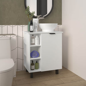 English Elm FM Floating Bathroom Vanity with Integrated Sink and Soft-Close Cabinet for Sleek Modern Storage White 28.7 L x 28.7 W x 11.4 H B128P335856