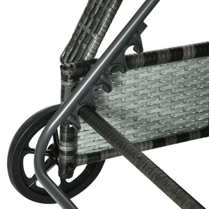 English Elm Outsunny Wicker Chaise Lounge Chair With Adjustable Backrest, Cushions & Wheels For Outdoor Comfort W2225P217676-GIGA