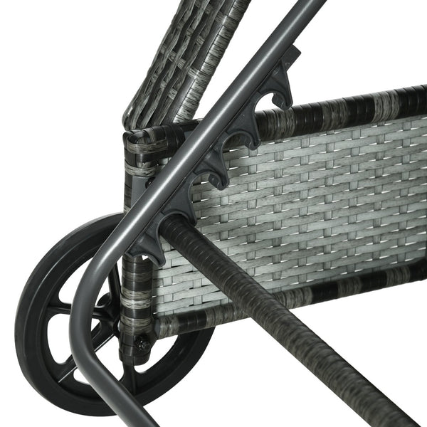 English Elm Outsunny Wicker Chaise Lounge Chair With Adjustable Backrest, Cushions & Wheels For Outdoor Comfort W2225P217676-GIGA