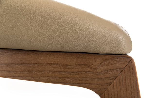 Homeroots Taupe And Brown Upholstered Faux Leather Curved Back Dining Arm Chair  Wood 283002