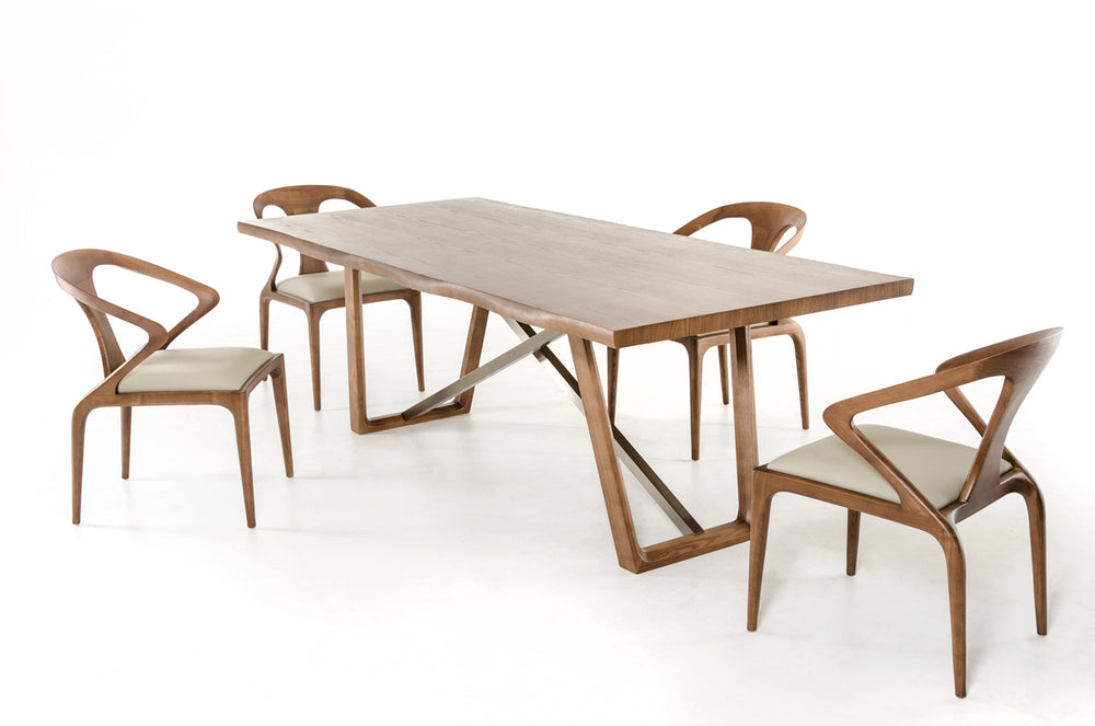 Homeroots 39" Walnut Veneer And Metal Dining Table  Metal 283012