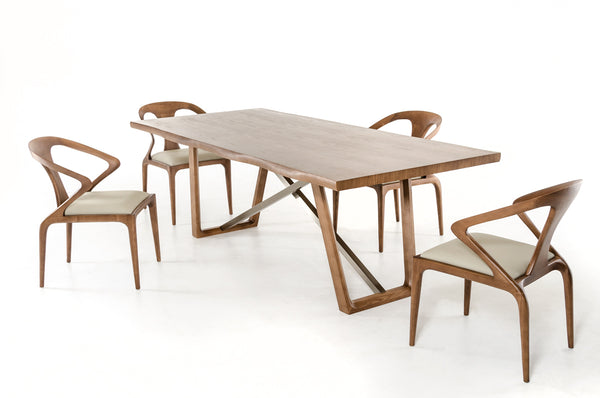 Homeroots 39" Walnut Veneer And Metal Dining Table  Metal 283012