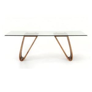 83 Inch Glass Top Solid Wood Double Pedestal Dining Table for Elegant Gatherings