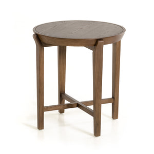 Homeroots 25" Walnut Wood And Veneer Side Table   283024