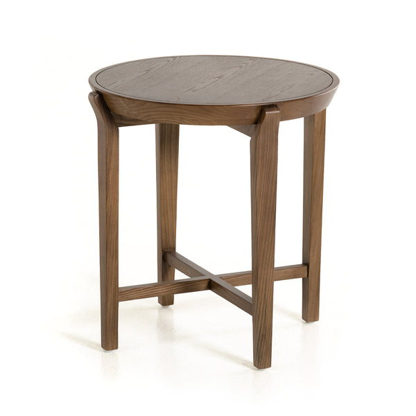 Homeroots 25" Walnut Wood And Veneer Side Table   283024