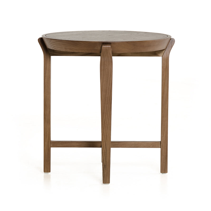 Homeroots 25" Walnut Wood And Veneer Side Table   283024