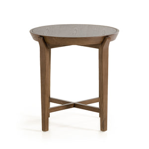 Homeroots 25" Walnut Wood And Veneer Side Table   283024