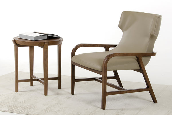 Homeroots 25" Walnut Wood And Veneer Side Table   283024