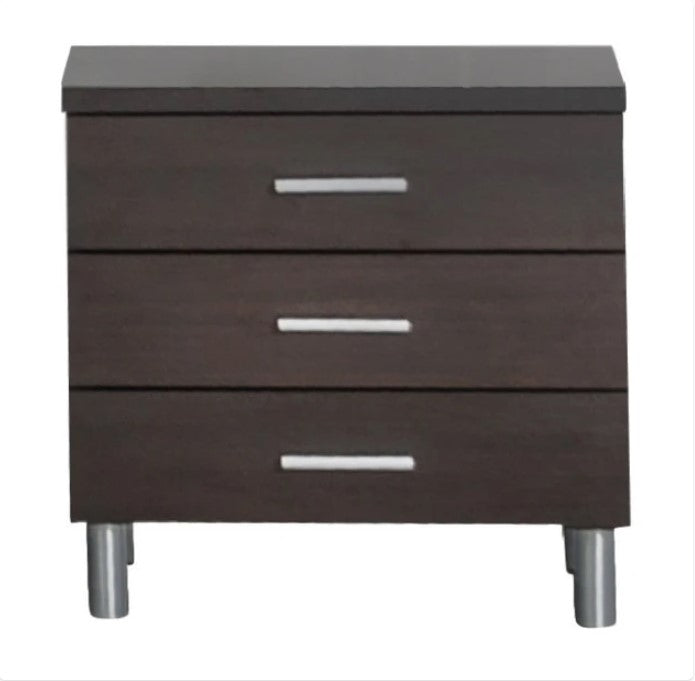 Homeroots 21" Wenge Veneer  Mdf  And Steel Nightstand   283030