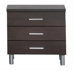 Homeroots 21" Wenge Veneer  Mdf  And Steel Nightstand   283030