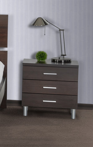 Homeroots 21" Wenge Veneer  Mdf  And Steel Nightstand   283030