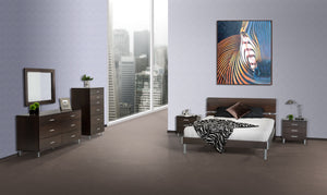 Homeroots 21" Wenge Veneer  Mdf  And Steel Nightstand   283030