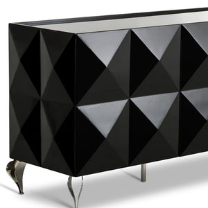 Homeroots 33" Black Lacquer Mdf And Steel Buffet With 3 Doors  Mdf 283054