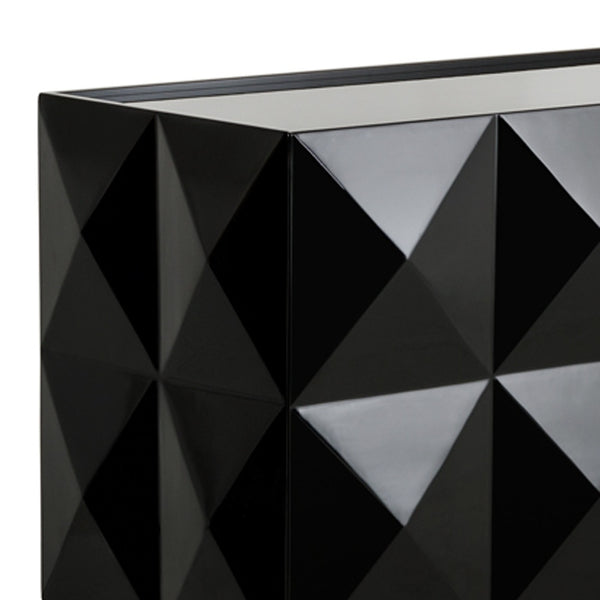 Homeroots 33" Black Lacquer Mdf And Steel Buffet With 3 Doors  Mdf 283054