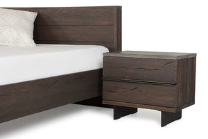 Homeroots 20" Dark Aged Oak Wood And Metal Nightstand   283058