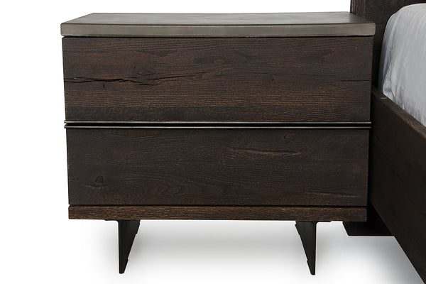 Homeroots 20" Dark Aged Oak Wood And Metal Nightstand   283058