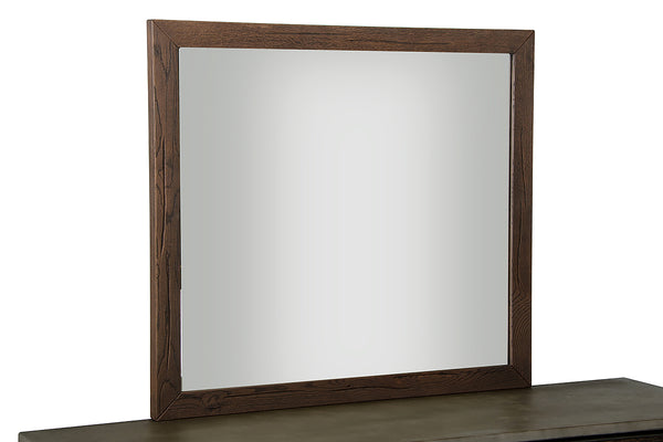 Homeroots 35" Dark Aged Oak Wood And Glass Mirror  Wood 283060