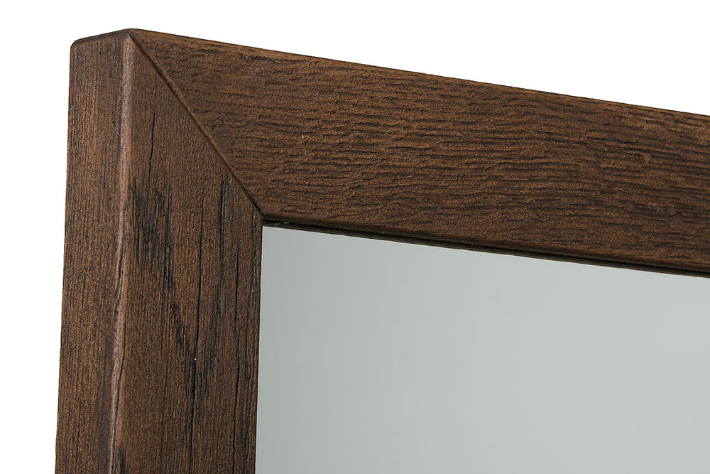 Homeroots 35" Dark Aged Oak Wood And Glass Mirror  Wood 283060
