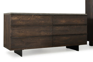 Homeroots 30" Dark Aged Oak Wood And Metal Dresser  Solid Wood 283061