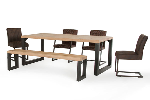 Homeroots 30" Aged Oak Wood And Metal Dining Table  Metal 283074