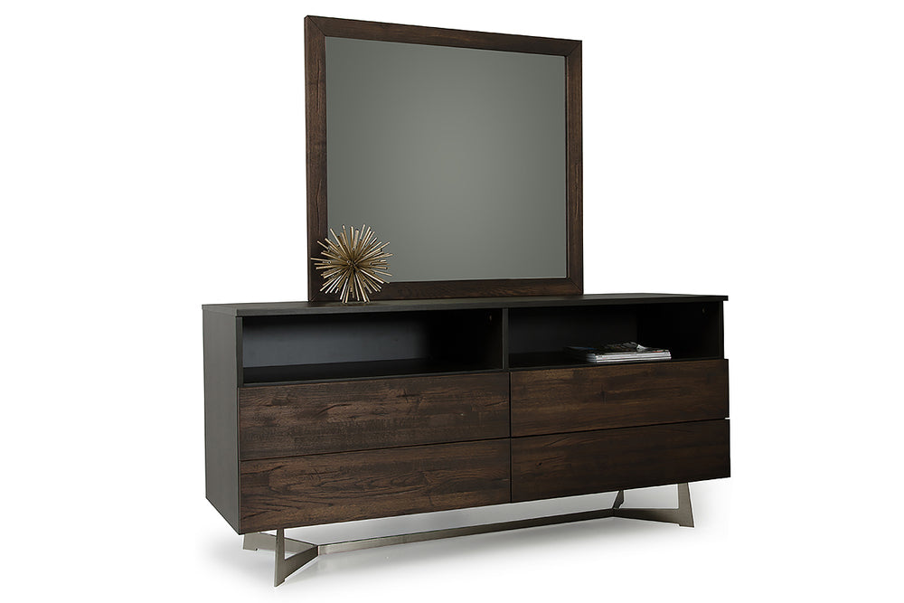 Homeroots Modern Dark Aged Oak Mirror  Wood 283077