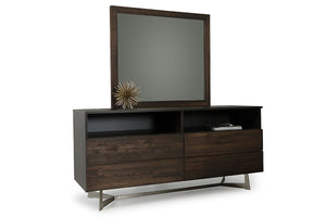 Homeroots Modern Dark Aged Oak Mirror  Wood 283077
