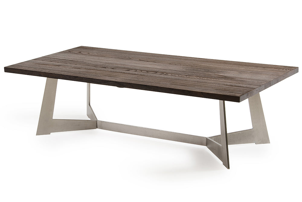 Homeroots 16" Dark Aged Oak Wood  Veneer  And Steel Coffee Table   283085