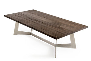 Homeroots 16" Dark Aged Oak Wood  Veneer  And Steel Coffee Table   283085
