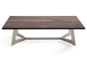 Homeroots 16" Dark Aged Oak Wood  Veneer  And Steel Coffee Table   283085