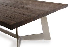 Homeroots 16" Dark Aged Oak Wood  Veneer  And Steel Coffee Table   283085